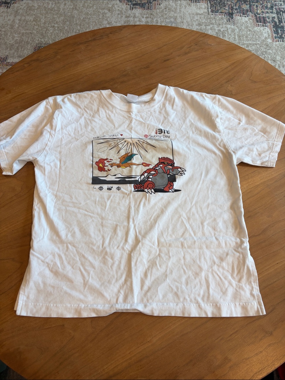 White Graphic Tee with Colorful Pokémon Print
